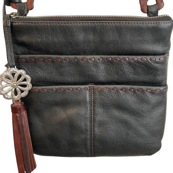 Brighton women's koda black & brown soft leather crossbody. - Picture 4 of 16